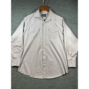 VTG Panhandle Slim Button Down Western Shirt Men's 17-35 Purple Long Sleeve USA